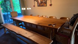 Kundenprojekt: Tisch und Sitzbank aus Eiche mit A-Gestell!